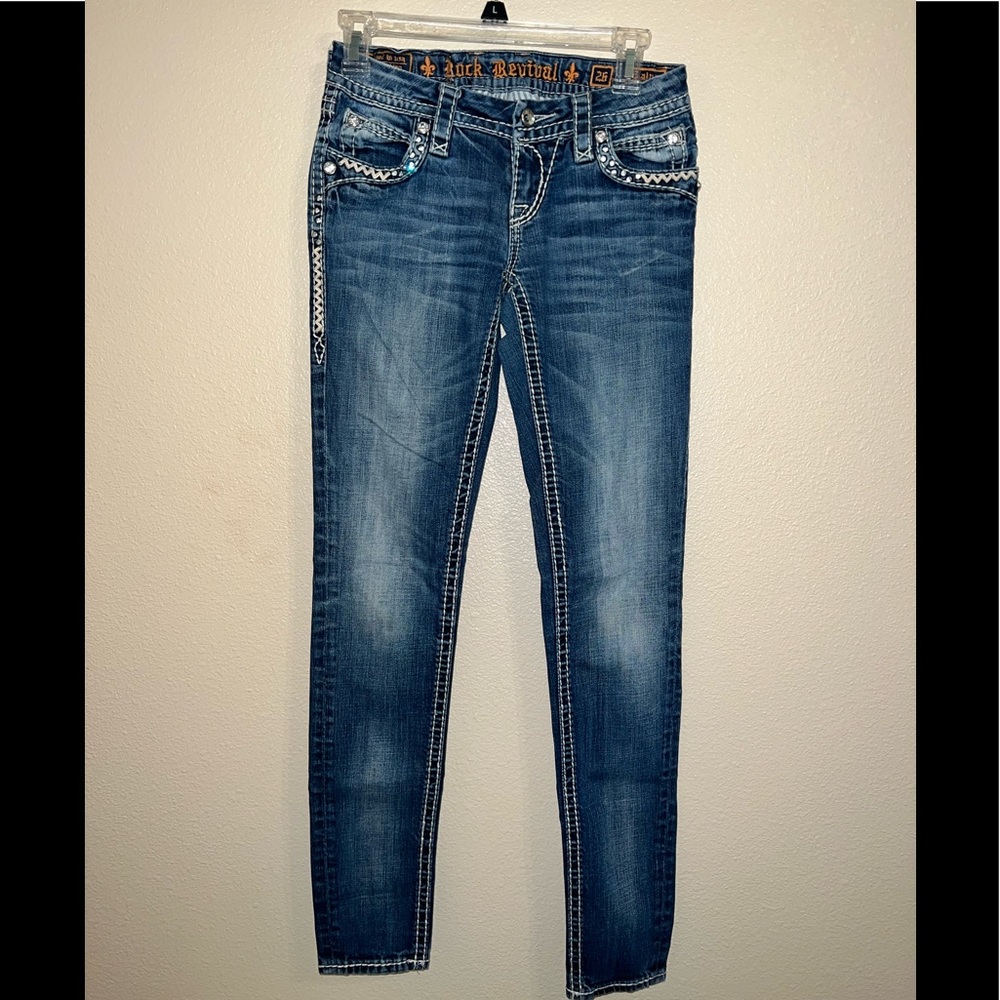 Rock Revival Jeans , Size 26, Style Elaina Skinny, Color Faded Denim/Dark Denim